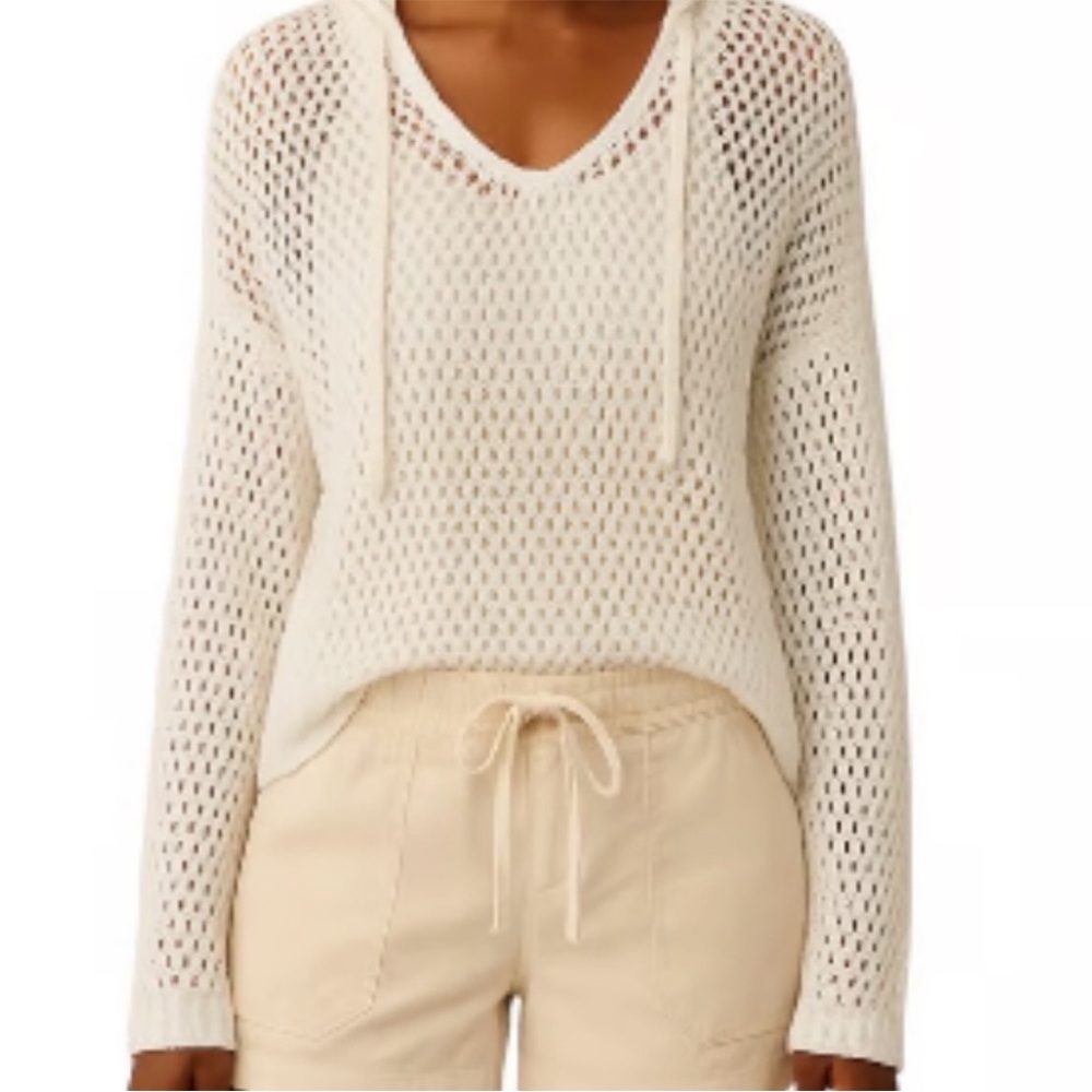 Artelier Nicole Miller Open Knit Hoodie Sweater